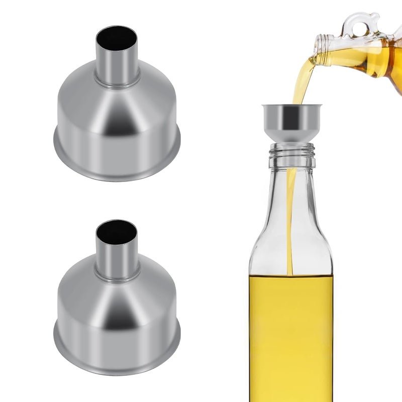 eispap 2Pcs Stainless Steel Small Funnel for Flask Small Funnels for Drinking Liquor Flask,Oil Bottle,Perfume Bottle,Amber Bottle, Spices Liquids Universal Mini Funnel Fit for 2/3" Spout (2) - Image 1